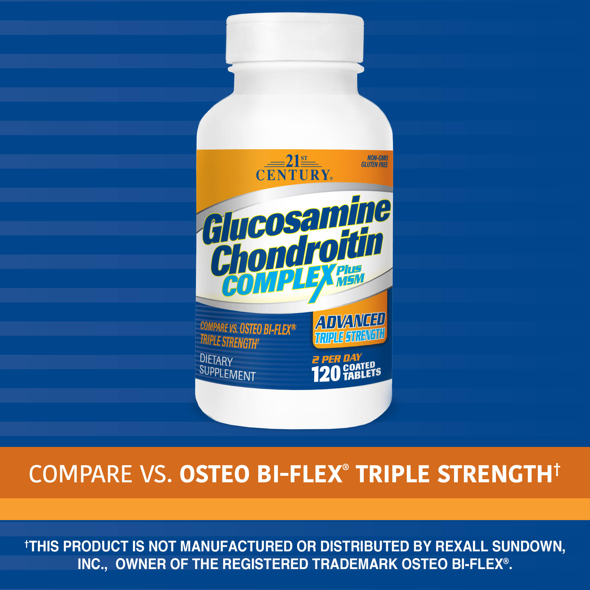 Хондроитин 21st Century Glucosamine Complex Plus MSM Advanced Triple Strength 120 Coated Tablets, таблетки — фото 2