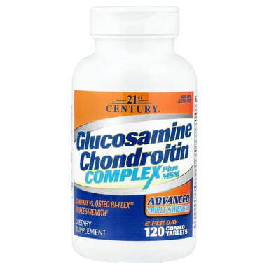 Хондроитин 21st Century Glucosamine Complex Plus MSM Advanced Triple Strength 120 Coated Tablets, таблетки