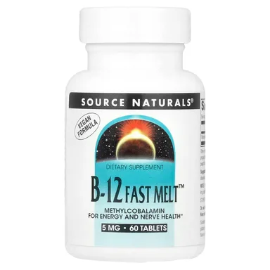 Фото товара: Витамин B12 (быстрорастворимый) Source Naturals™, 5 мг, 60 таблеток