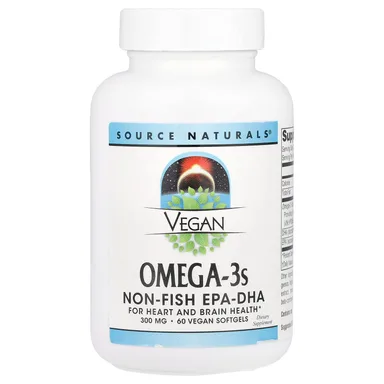 Фото товара: DHA Source Naturals Vegan Omega-3s Non-Fish EPA- 60 Vegan, 300 мг, мягкие капсулы