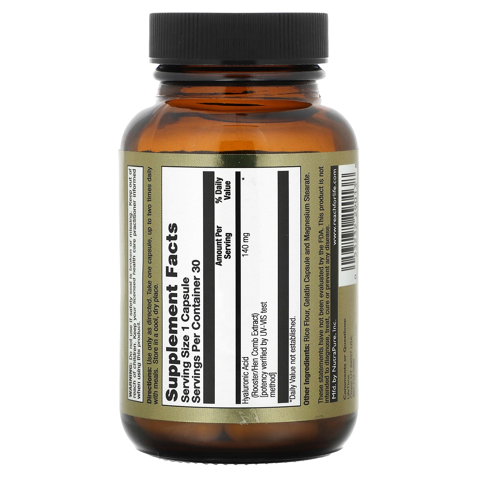 Гиалуроновая кислота LifeTime Vitamins Natural, 140 мг, 30 капсул — фото 2