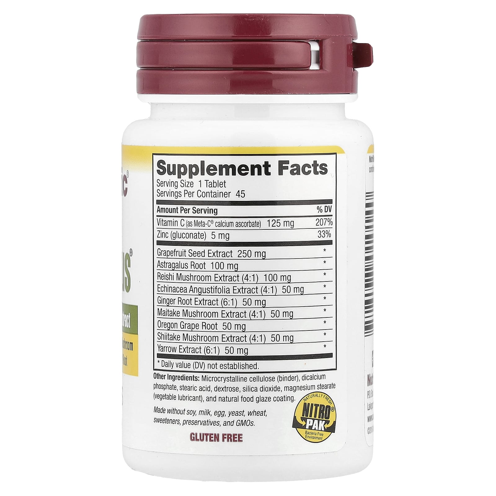 Комплекс DefensePlus NutriBiotic® Maximum Strength 45 Vegan Tablets, таблетки — фото 2