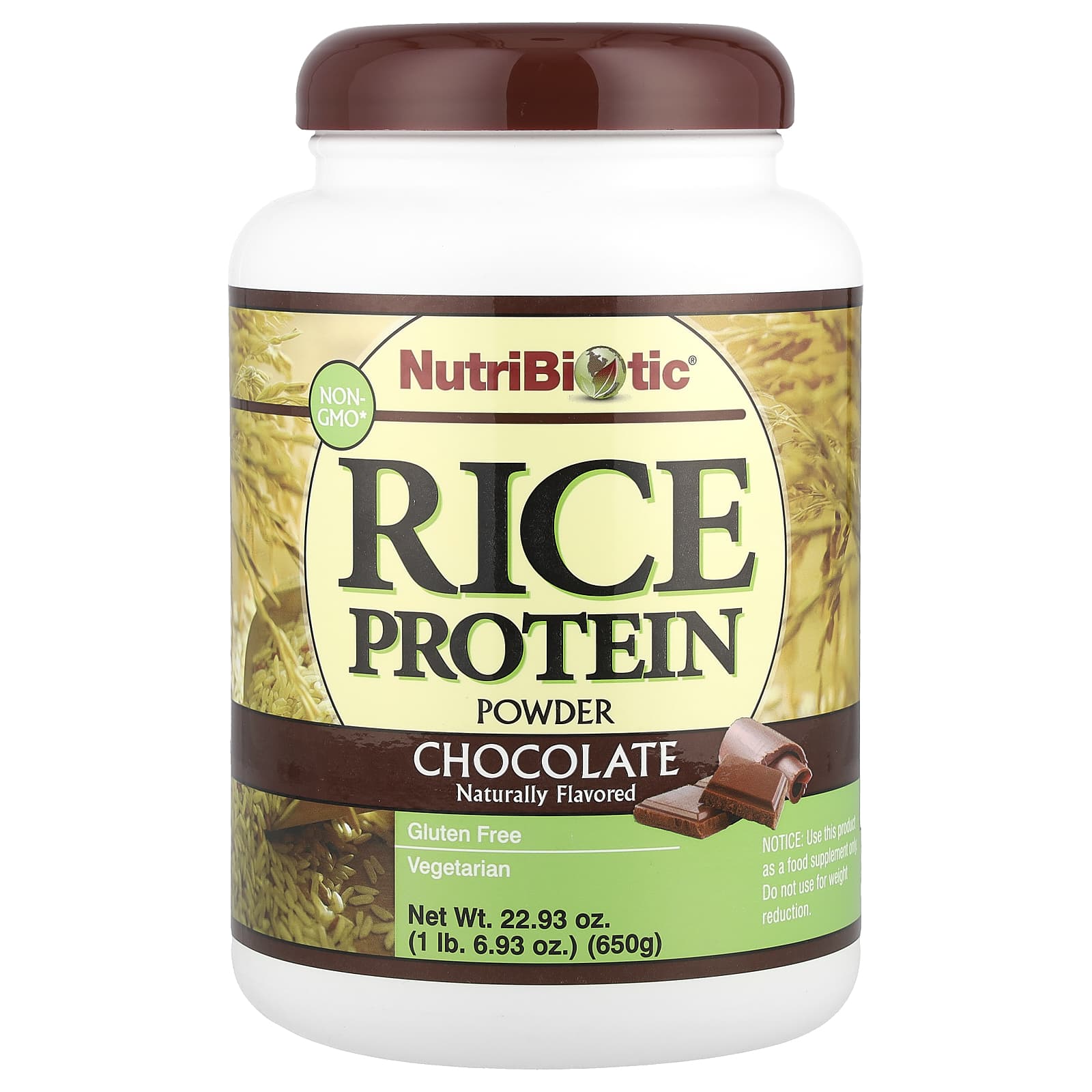Протеиновый порошок NutriBiotic Rice, вкус Chocolate, 650 г