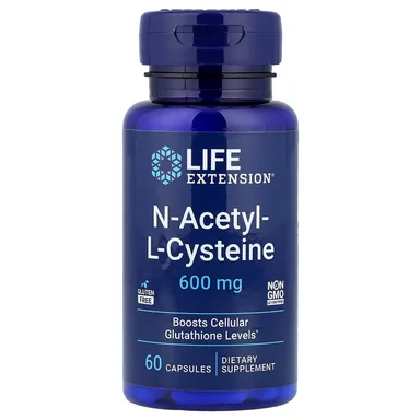 Фото товара: L-цистеин Life Extension N-Acetyl-L-Cysteine, 600 мг, 60 капсул