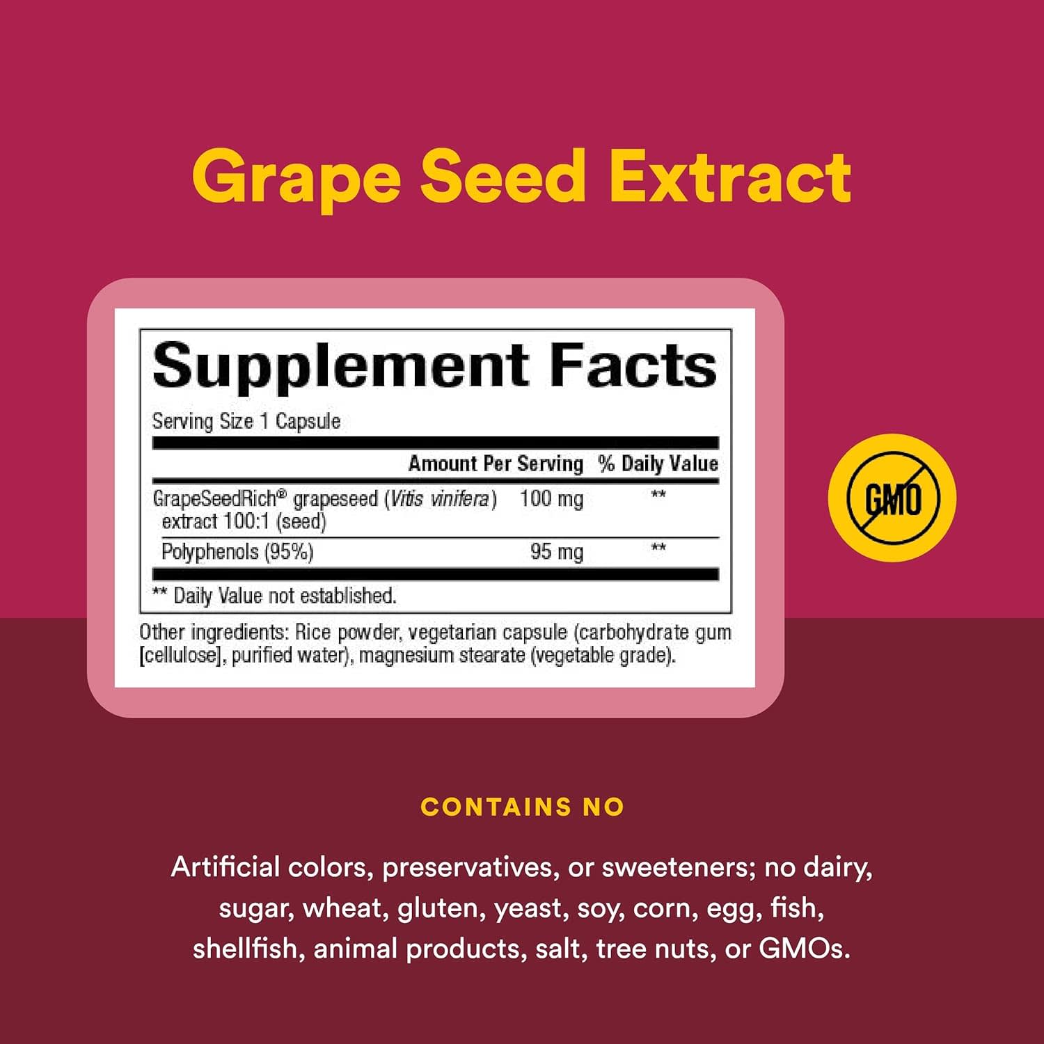 Виноградные косточки Natural Factors GrapeSeedRich® Extract, 100 мг, 120 растительных капсул — фото 3