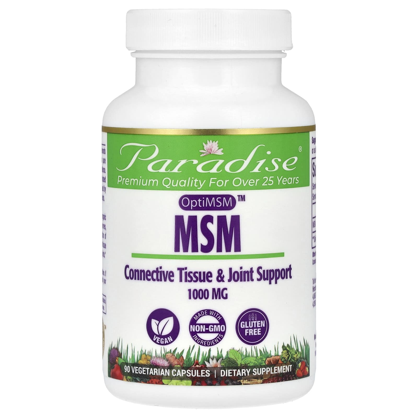 МСМ Paradise Herbs, 1000 мг, 90 растительных капсул