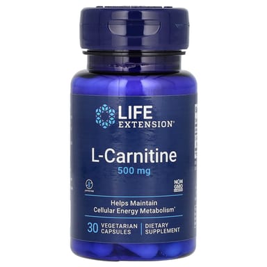 L-карнитин Life Extension L-Carnitine, 500 мг, 30 растительных капсул