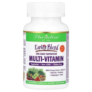 Мультивитамины Paradise Herbs Earth's Blend One Daily Superfood with Iron, 30 растительных капсул