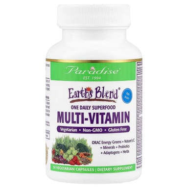 Мультивитамины Paradise Herbs Earth's Blend One Daily Superfood No Iron, 30 растительных капсул