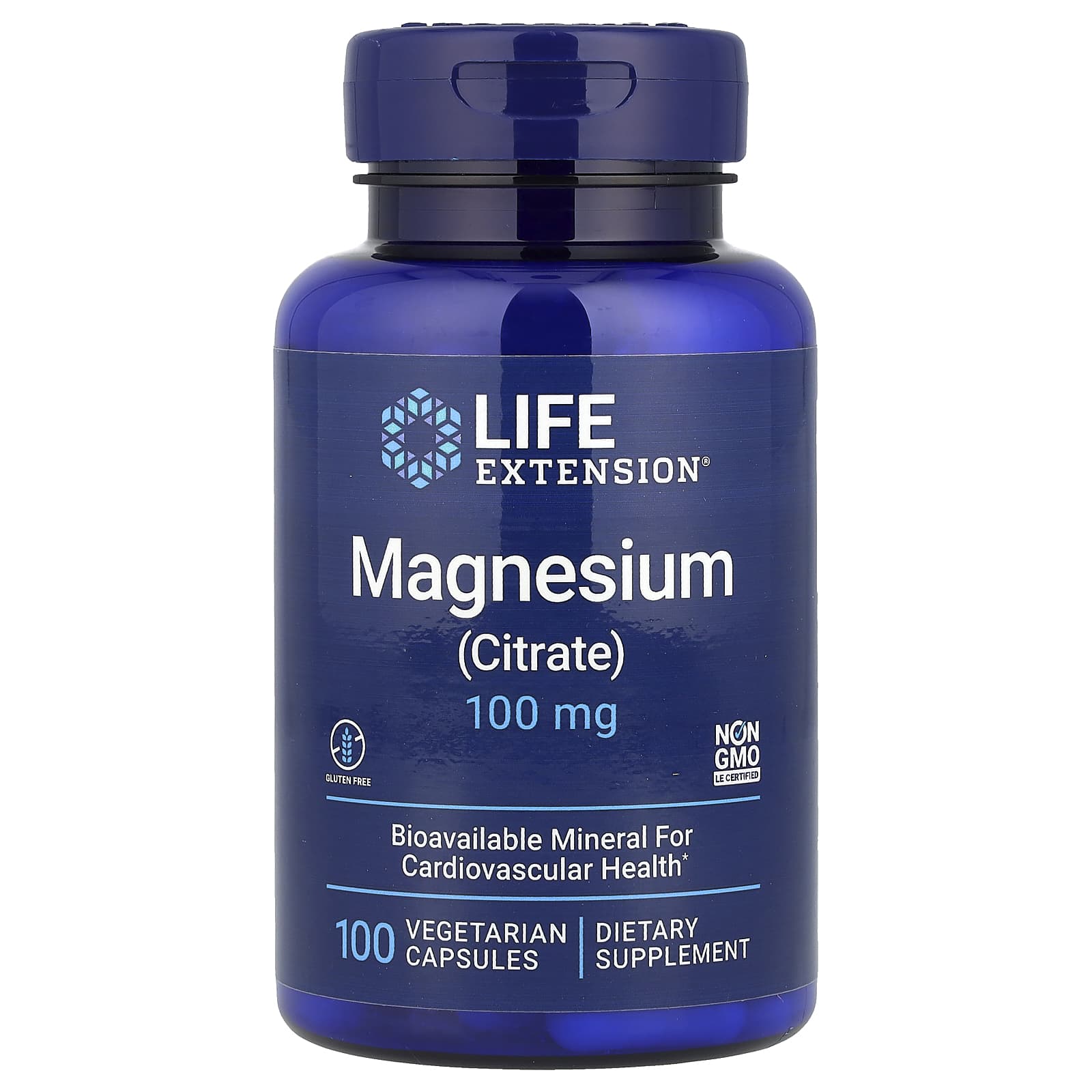 Магний Life Extension (Citrate), 100 мг, 100 растительных капсул