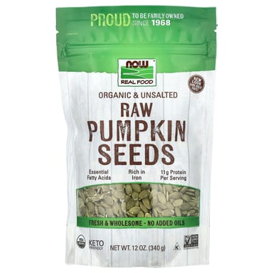 Семена тыквы NOW Foods Organic, оттенок Unsalted, 340 г