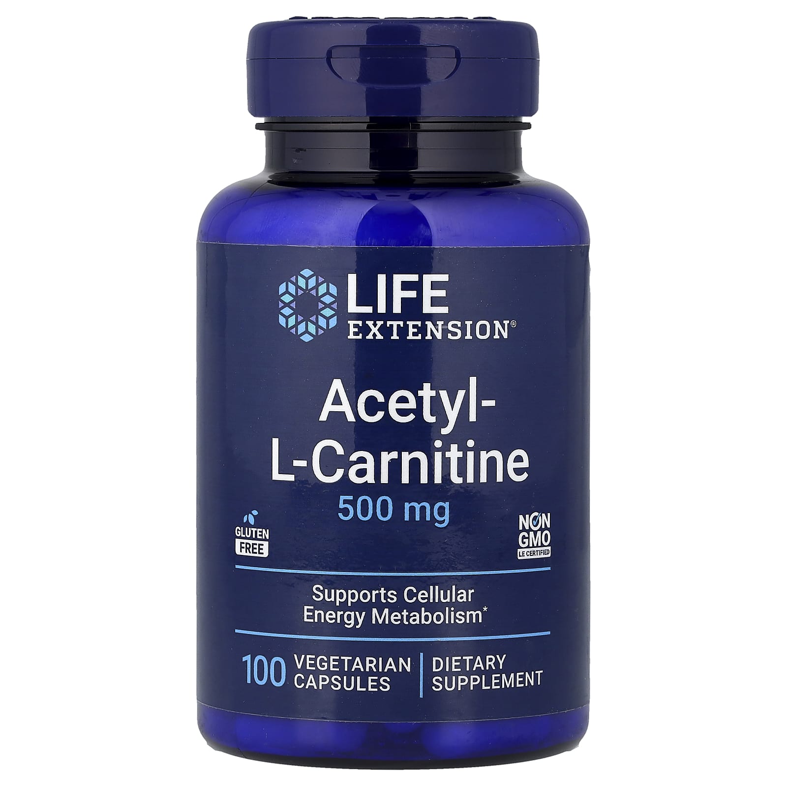 Ацетил-L-карнитин Life Extension Acetyl-L-Carnitine, 100 растительных капсул