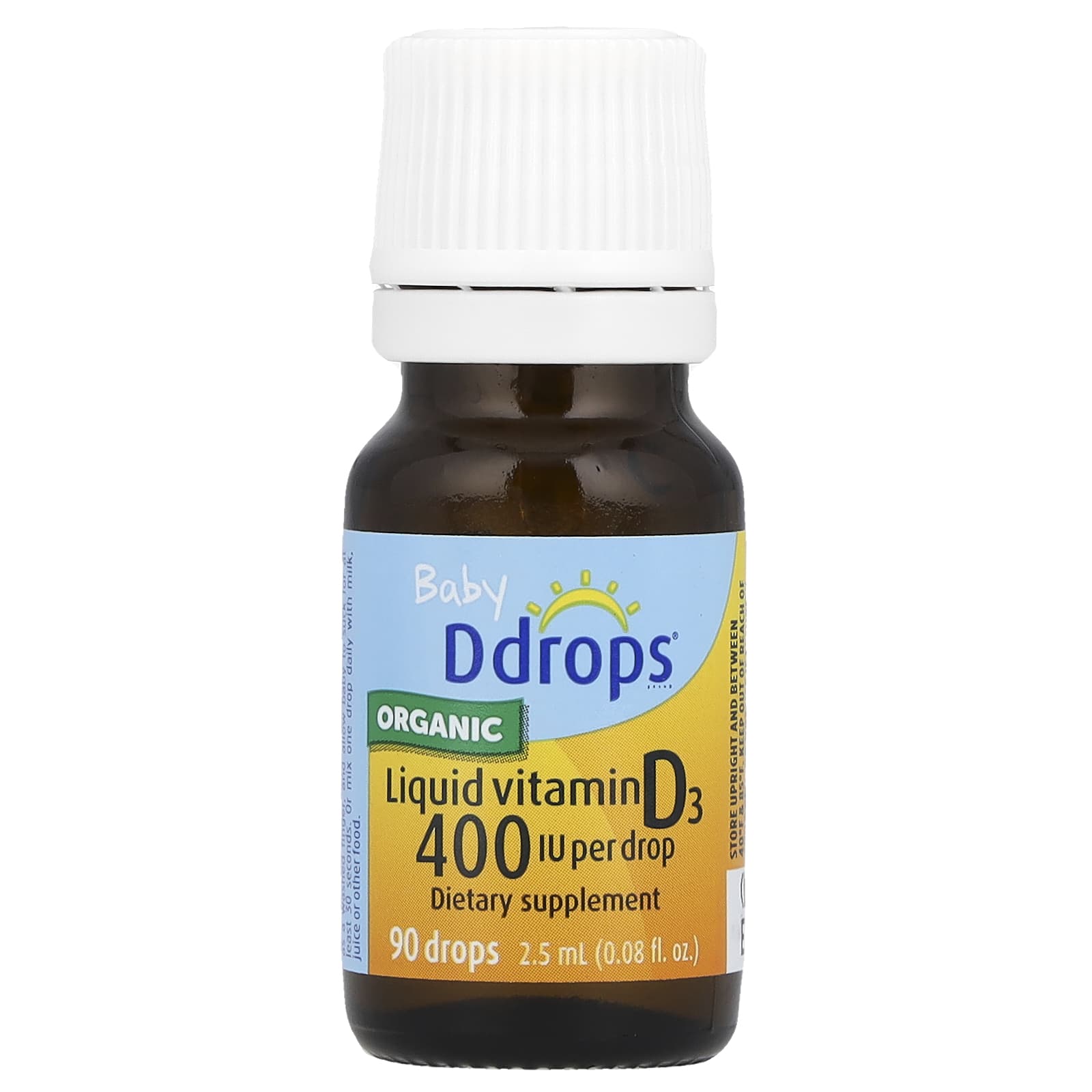 Витамин D3 Ddrops Baby Organic Liquid, оттенок 90 Drops, 10 мкг (400 МЕ), 2.5 мл, жидкая форма — фото 3