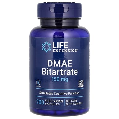 DMAE Life Extension Bitartrate, 150 мг, 200 растительных капсул