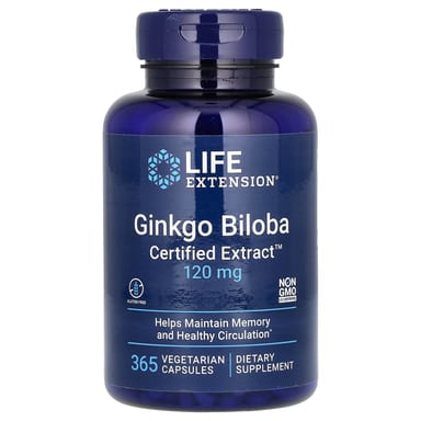 Гинкго билоба Life Extension Certified Extract, 120 мг, 365 растительных капсул