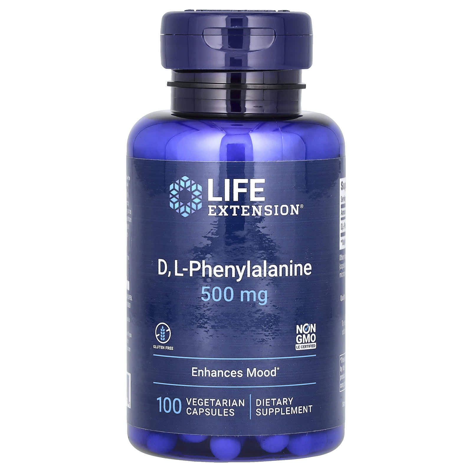 L-фенилаланин Life Extension D L-Phenylalanine, 500 мг, 100 растительных капсул