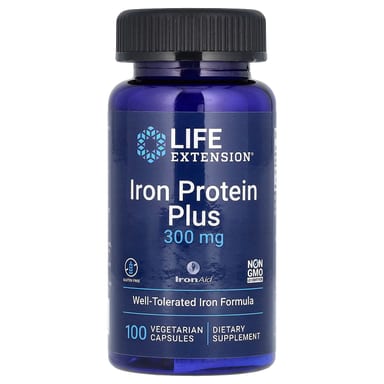 Протеин Life Extension Iron Plus, оттенок IronAid, 300 мг, 100 растительных капсул