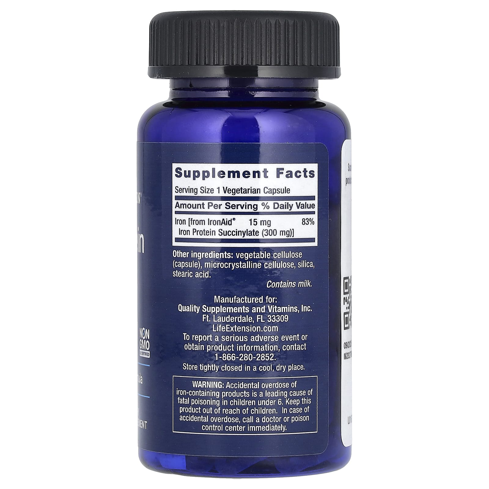 Протеин Life Extension Iron Plus, оттенок IronAid, 300 мг, 100 растительных капсул — фото 2