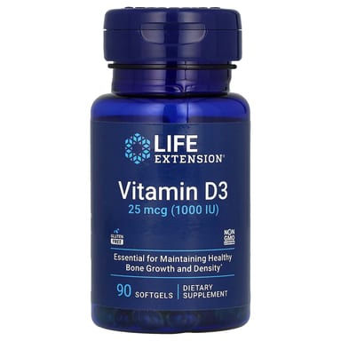 Витамин D3 Life Extension, 25 мкг (1000 МЕ), 90 мягких капсул