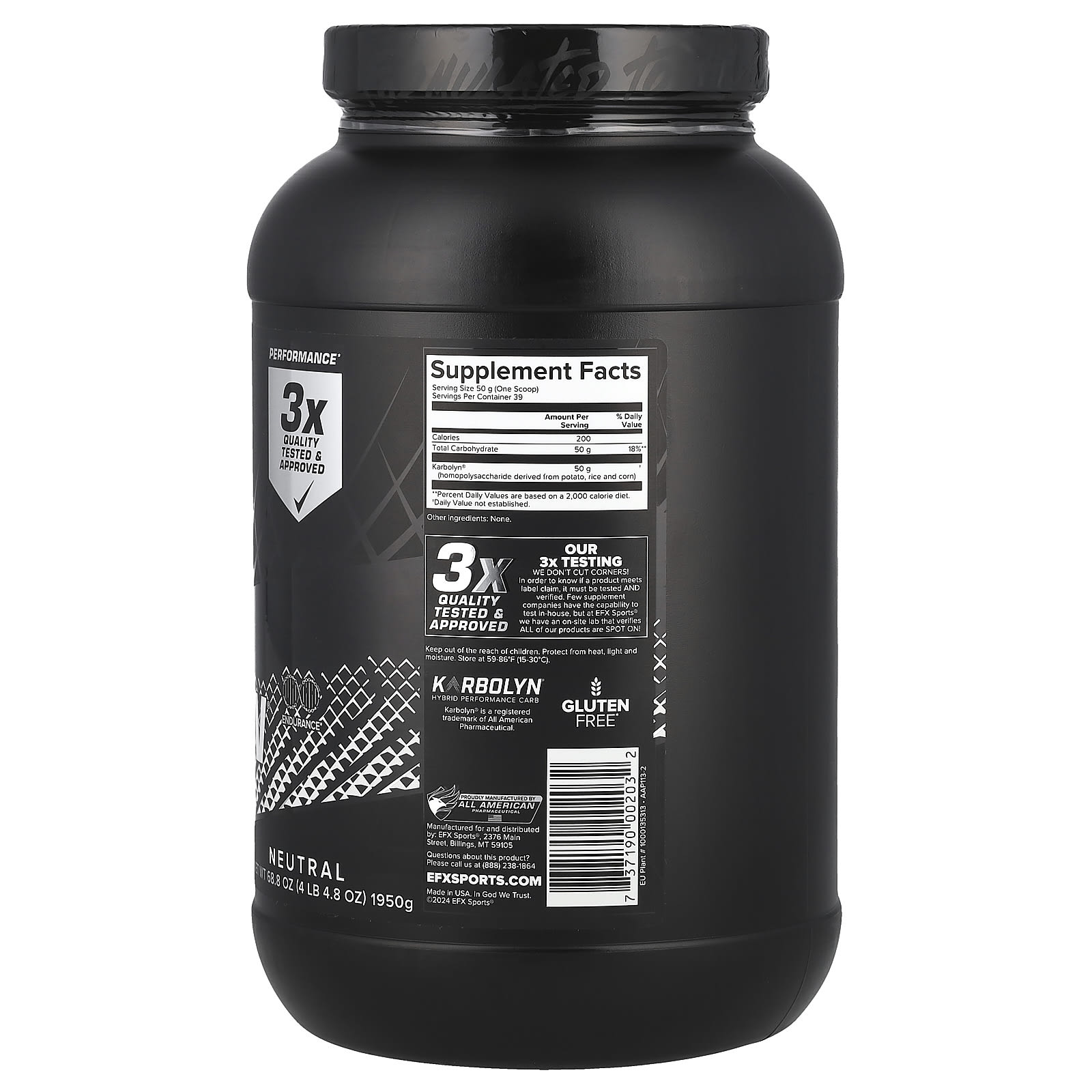 Углеводный комплекс Karbolyn EFX Sports Karbolyn® Fuel, оттенок Neutral, 1950 г — фото 2