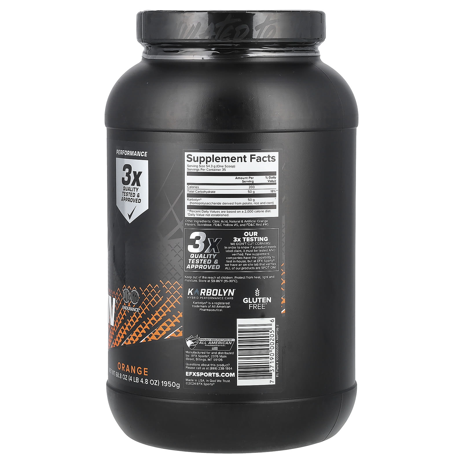 Углеводный комплекс Karbolyn EFX Sports Karbolyn® Fuel, вкус Orange, 1950 г — фото 2