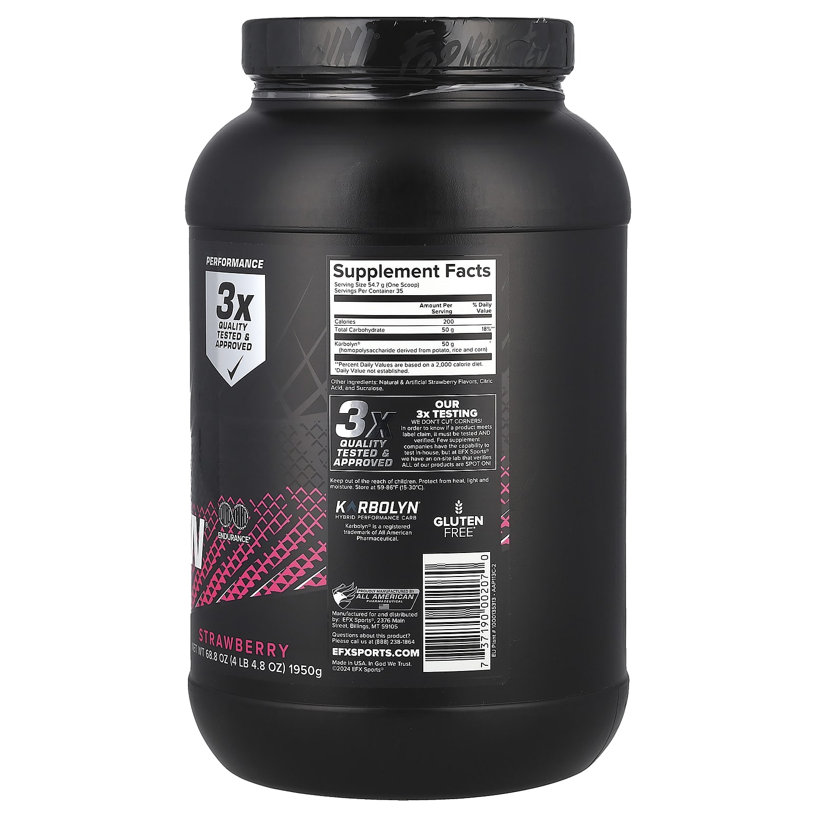 Углеводный комплекс Karbolyn EFX Sports, вкус Strawberry, 1950 г — фото 2