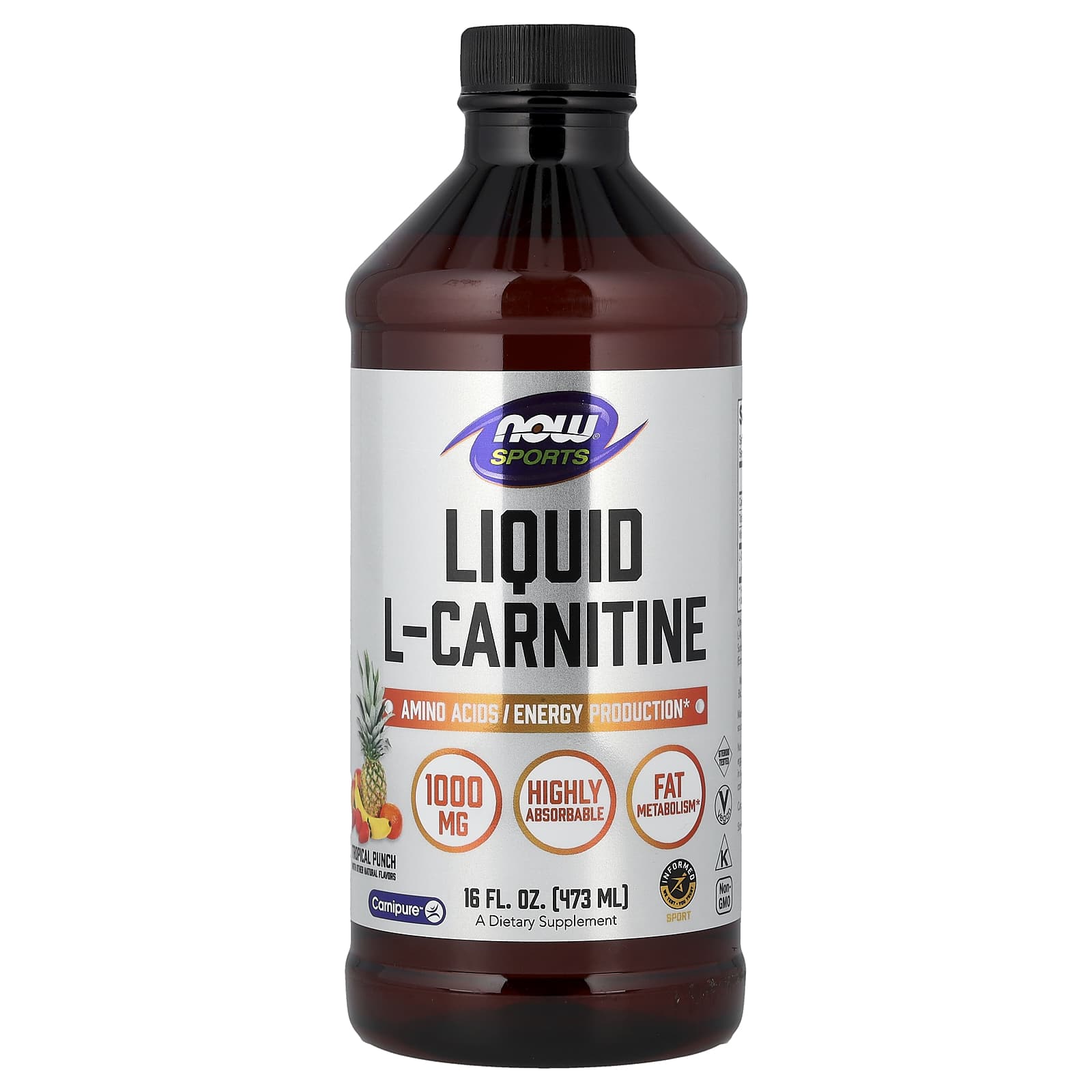 L-карнитин NOW Foods Sports L-Carnitine Liquid Tropical Punch, 473 мл, жидкая форма