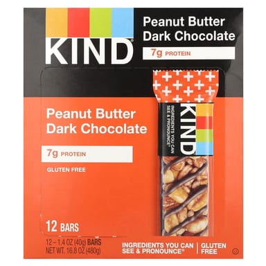Темный шоколад KIND Bars Protein Bars Peanut Butter, 40 г, 12 шт., батончик