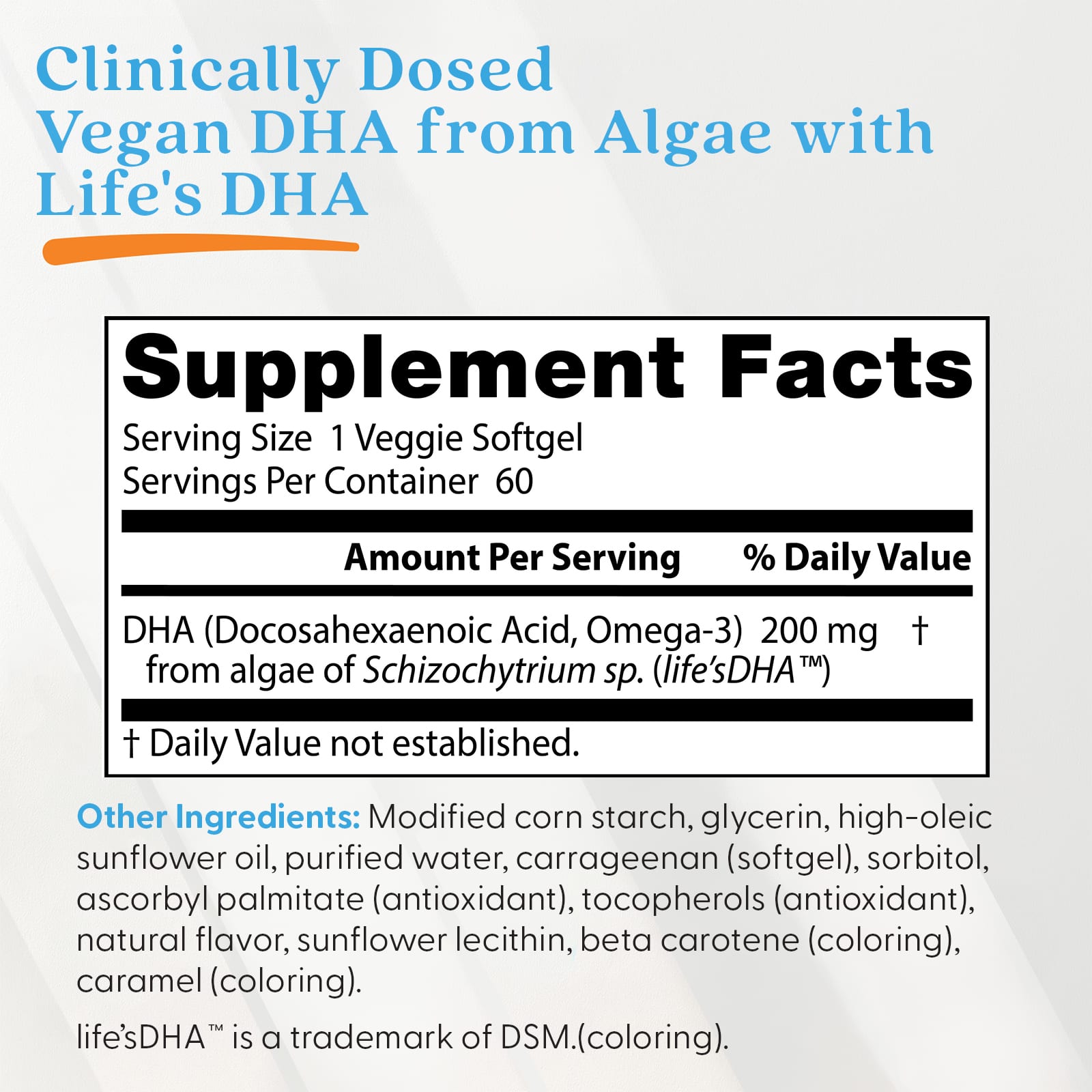 DHA Doctor's Best Vegan from Algae with Life's™ 60 Veggie, 200 мг, мягкие капсулы — фото 4
