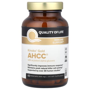 AHCC Quality of Life Kinoko® Gold®, оттенок 60 Vegicaps, 500 мг