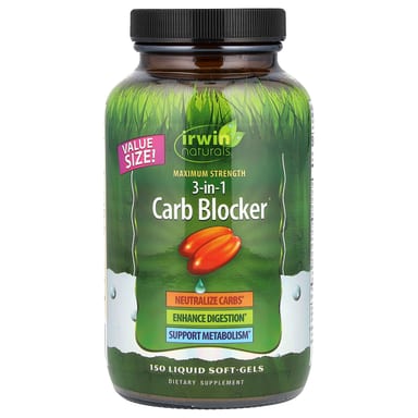 Комплекс Carb Blocker Irwin Naturals 3-in-1 Carb Blocker® Maximum Strength, 150 мягких капсул