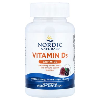 Витамин D3 Nordic Naturals Wild Berry, 25 мкг (1000 МЕ), 60 жевательных пастилок