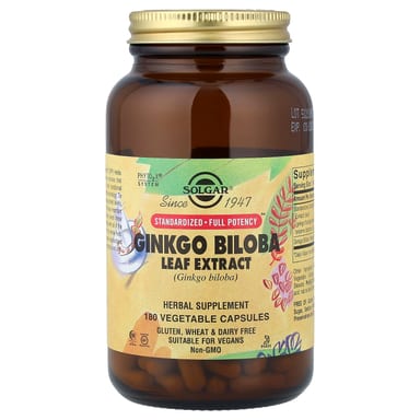 Гинкго билоба Solgar Leaf Extract, 180 растительных капсул
