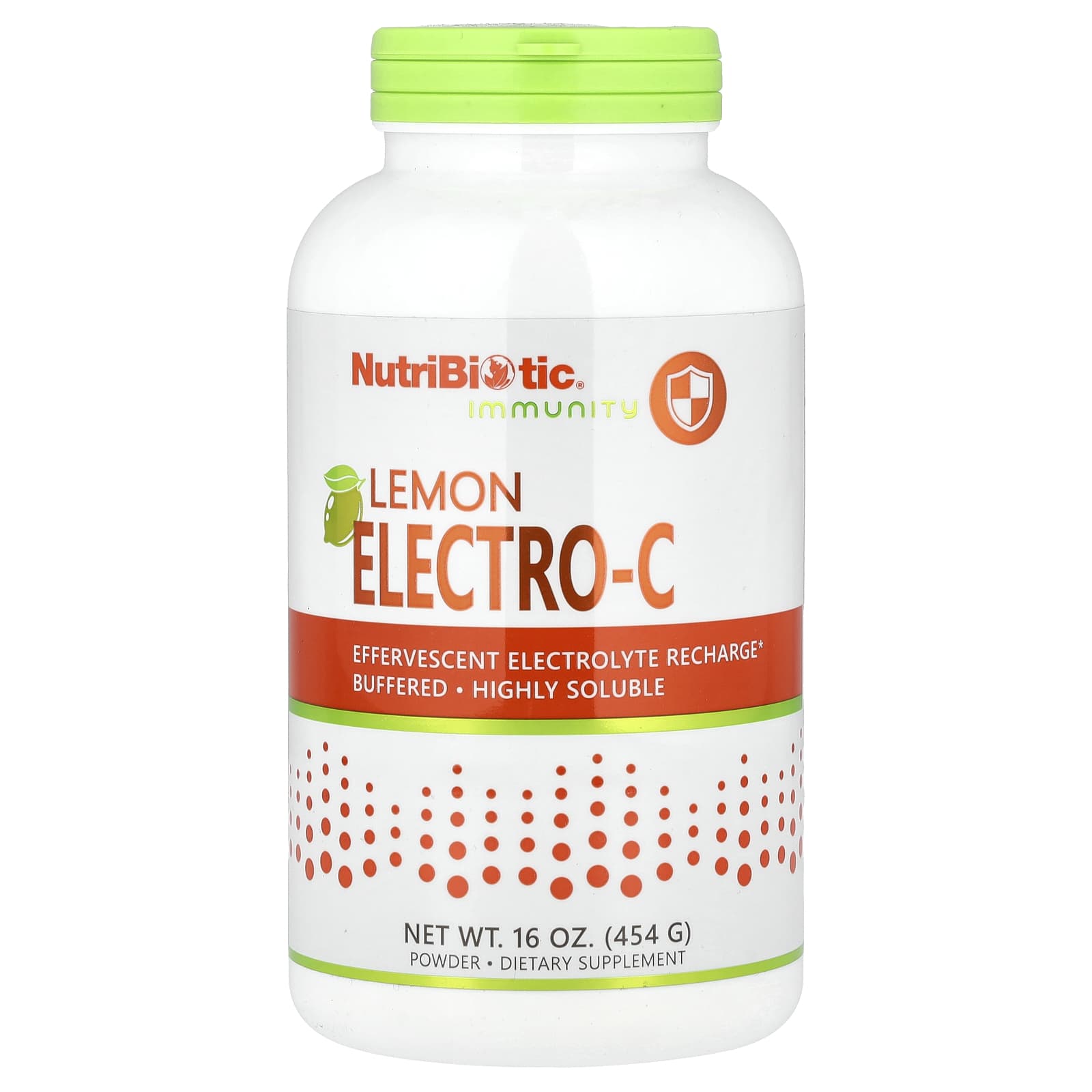 Порошок NutriBiotic Immunity, вкус Lemon Electro-C Powder, 454 г