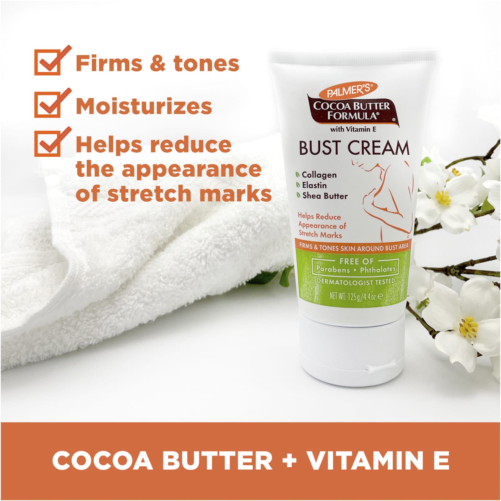 Комплекс Palmer's Cocoa Butter® with Vitamin E Bust Cream, 125 г, крем — фото 4