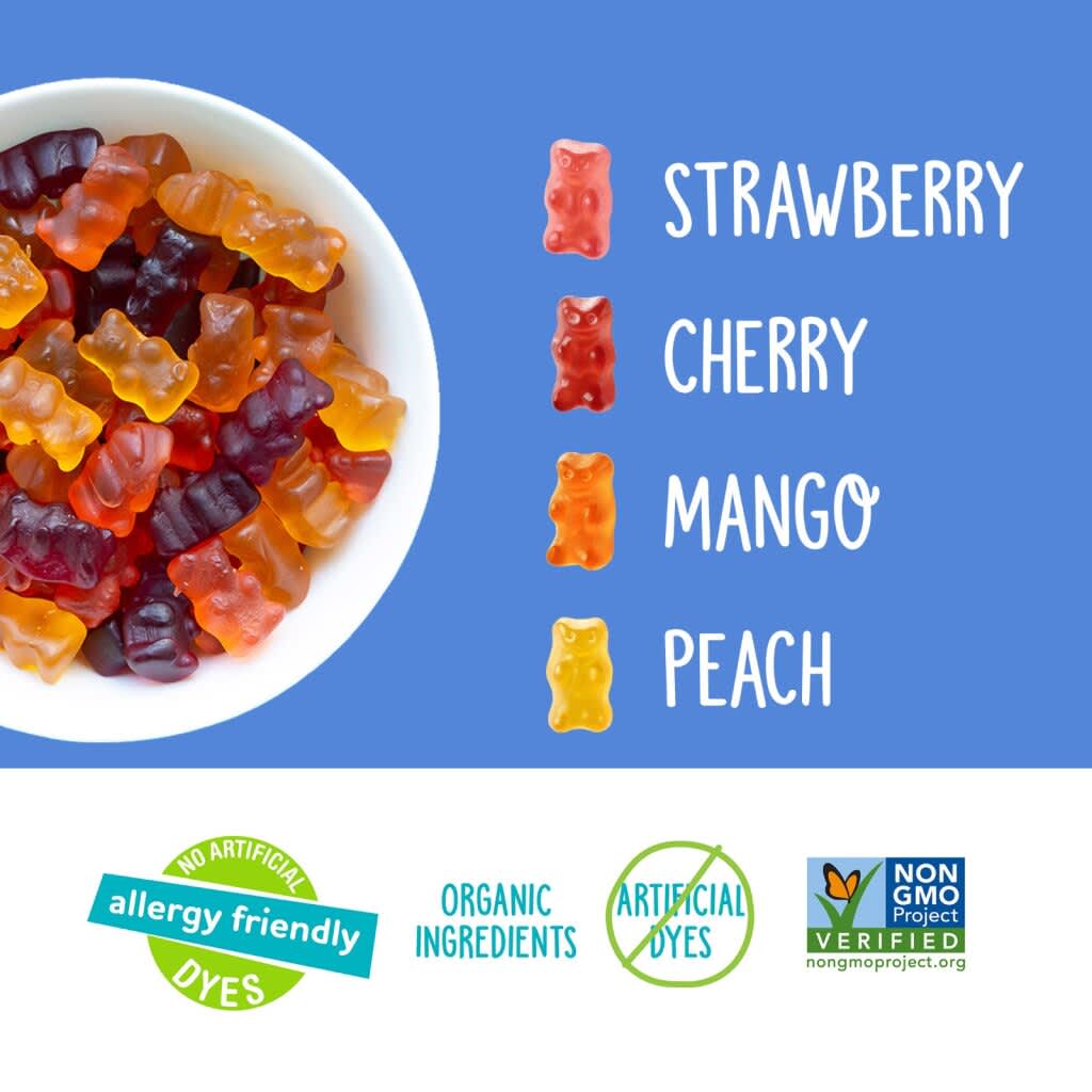 Снек YumEarth Gummy Bears Strawberry Cherry Mango 5 Packs, вкус Peach, 19.8 г, жевательные пастилки — фото 3