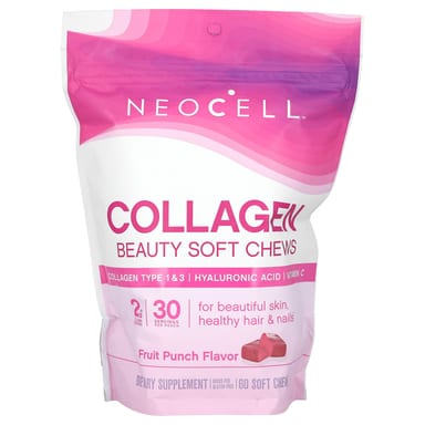 Коллаген NeoCell Beauty Soft Chews Fruit Punch 60 Soft Chews, жевательные добавки
