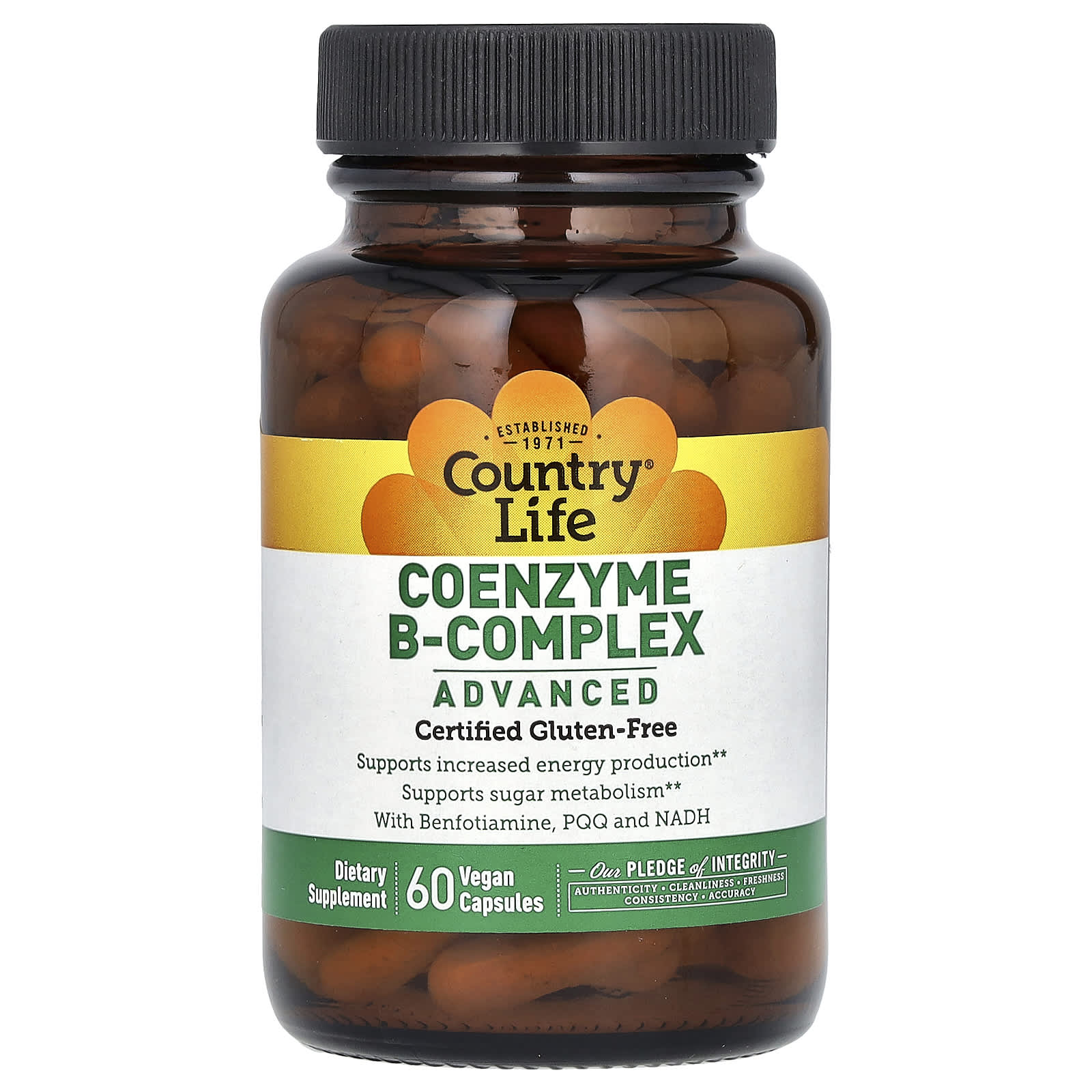 Комплекс витаминов B Country Life Coenzyme B-Complex, оттенок Advanced, 60 растительных капсул