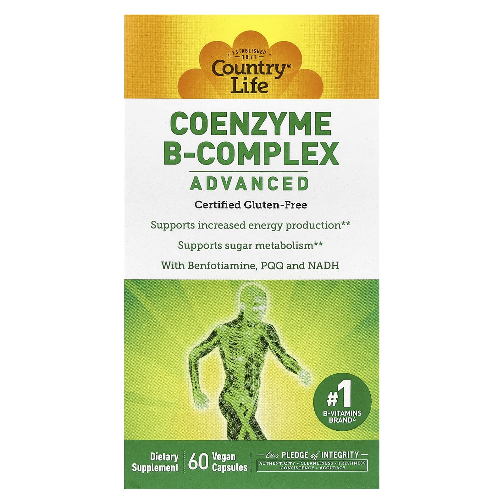 Комплекс витаминов B Country Life Coenzyme B-Complex, оттенок Advanced, 60 растительных капсул — фото 2