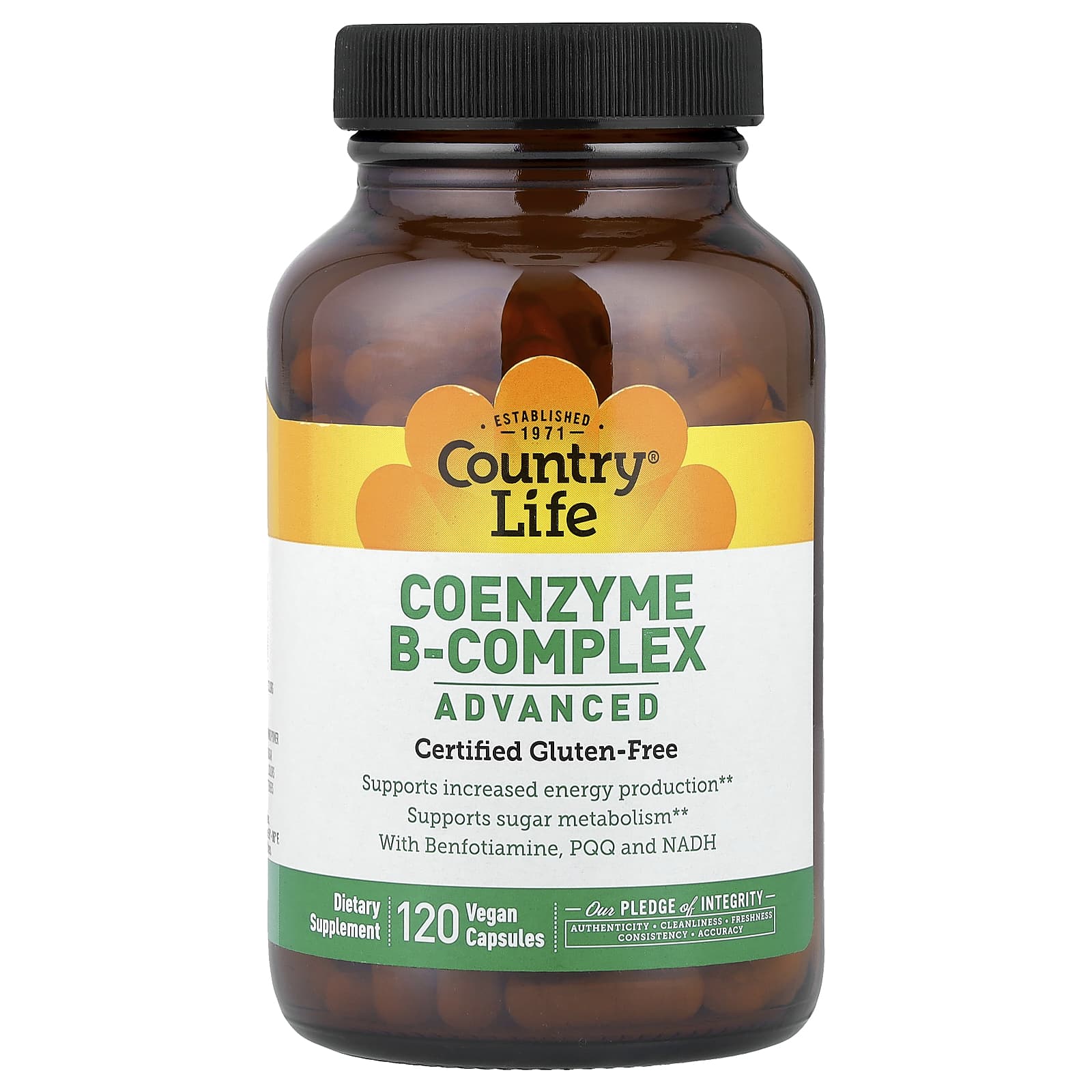 Комплекс витаминов B Country Life Coenzyme B-Complex, оттенок Advanced, 120 растительных капсул