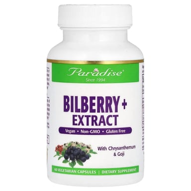Черника Paradise Herbs, вкус Bilberry Extract with Chrysanthemum & Goji, 60 растительных капсул