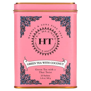 Чай Harney & Sons HT Blends Green with Coconut, оттенок 20 Tea Sachets, 40 г