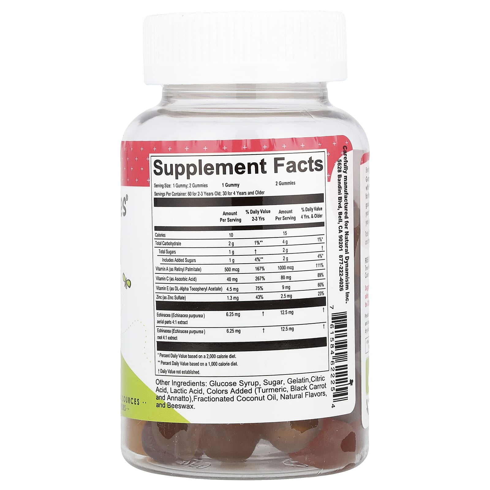 Эхинацея Natural Dynamix (NDX) Gummy Cuties® Vitamin C & Zinc, оттенок 60 Gummy Cuties, жевательные пастилки — фото 2