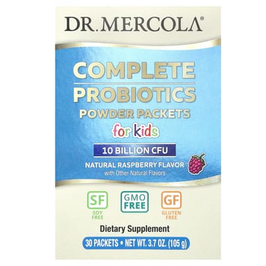 Пробиотик Dr. Mercola Complete Powder Packets for Natural Raspberry 30 Packets, оттенок 10 Billion CFU, 3.5 г, саше