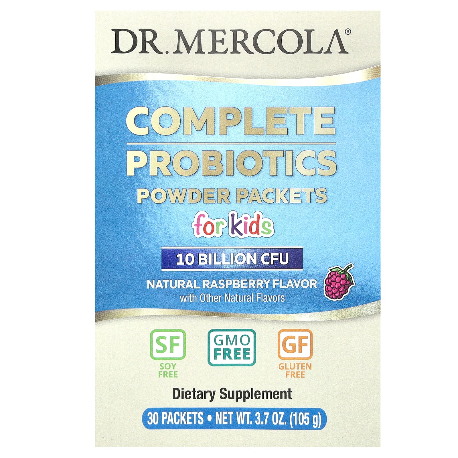 Пробиотик Dr. Mercola Complete Powder Packets for Natural Raspberry 30 Packets, оттенок 10 Billion CFU, 3.5 г, саше