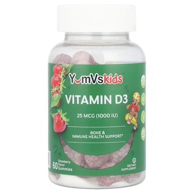 Витамин D3 YumVs Gummies, вкус Strawberry, 25 мкг (1000 МЕ), 60 жевательных пастилок