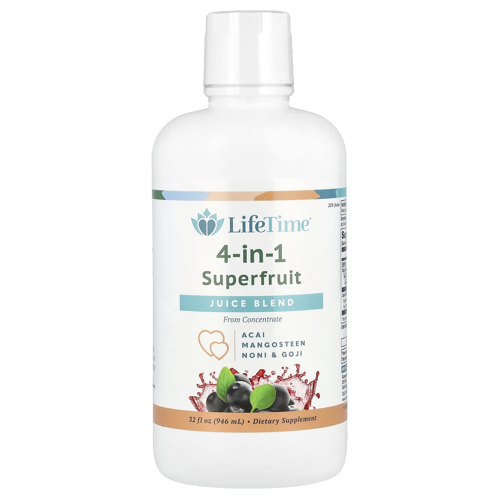 Соковая смесь суперфруктов LifeTime Vitamins 4-In-1 Superfruit Juice Blend Acai Noni & Goji, вкус Mangosteen, 946 мл