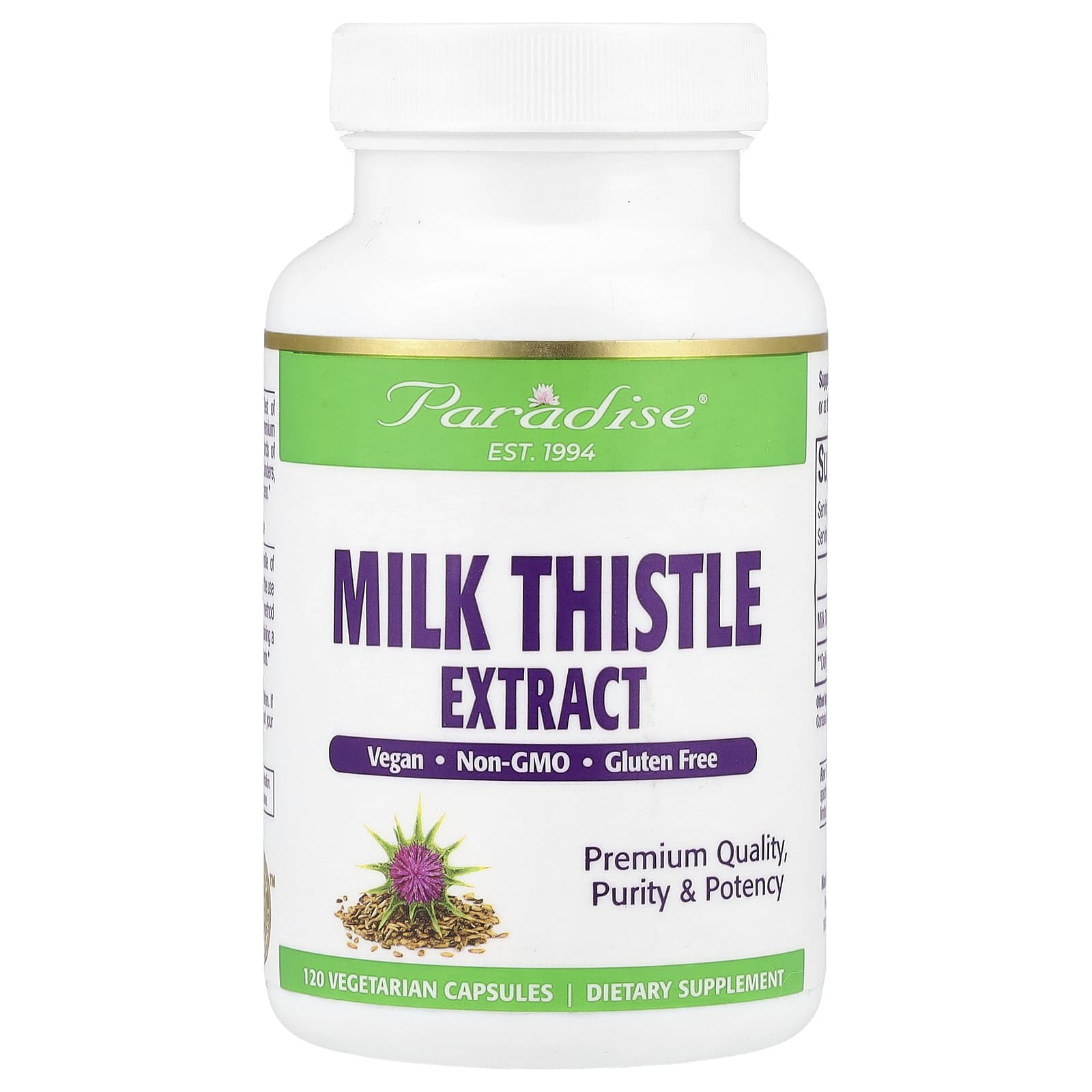 Расторопша Paradise Herbs Extract, 250 мг, 120 растительных капсул