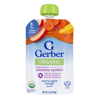 Gerber, Organic Puree, 2nd Foods®, Carrot Apple Mango, 3.5 oz (99 g)