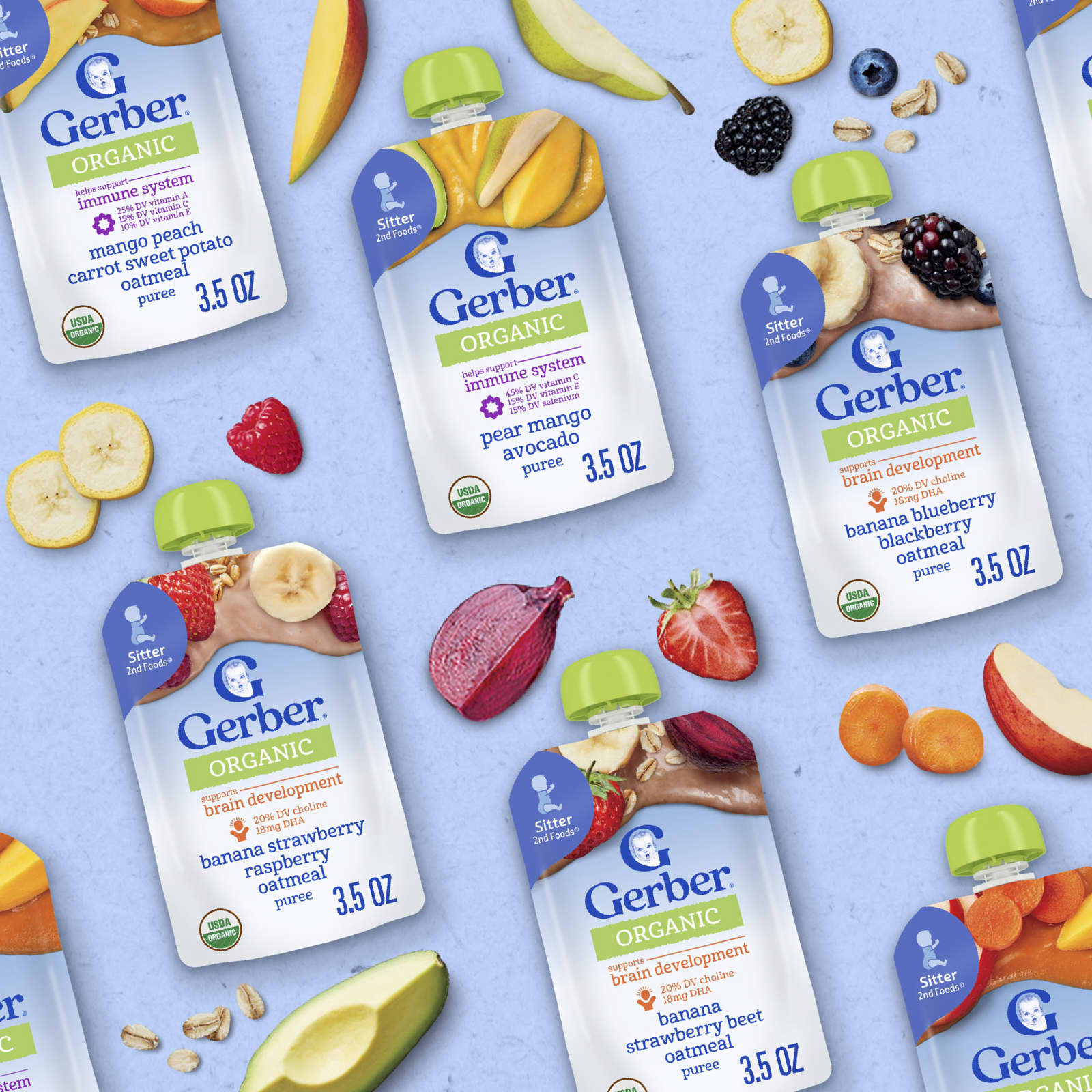Пюре Gerber, 2-й прикорм, Морковь Яблоко Манго, 3.5 oz (99 g) — фото 5